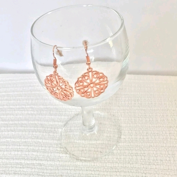 Rose Gold Earrings. NWOT - Picture 1 of 7